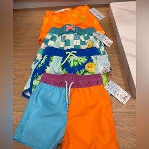 Cat & Jack Kids Swim Trunks - Orange, Blue, Green Patterns